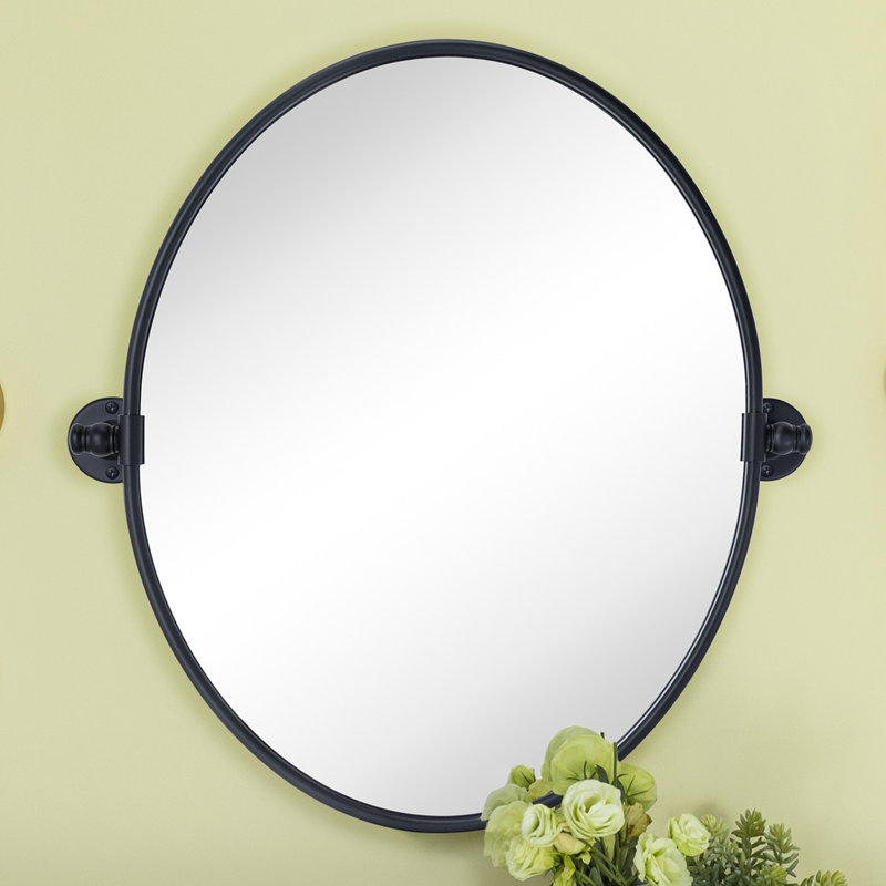 Miroir de salle de bain mural Luecinda, Noir mat, 24 po x 19 po