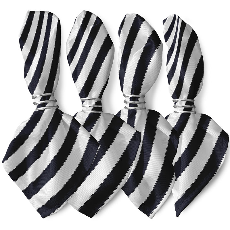Stitch In Time Polyester Striped Square Napkin, 18" W x 18" L, Navy Blue