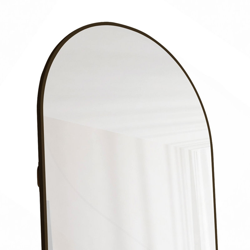 The 4St Generation Of Floor Mounted Full Length Mirrors. Aluminum Alloy Metal Frame Arched Wall Mirror, Bathroom Makeup Mirror, Bedroom Porch, Clothing Store, Wall Mounted