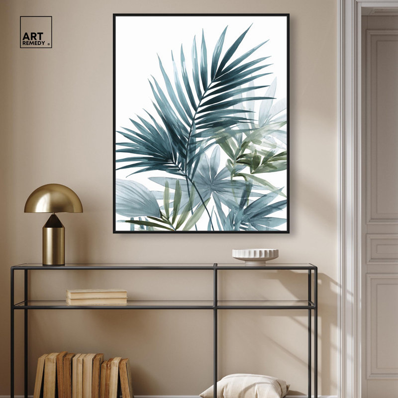 Décoration murale de salle de bain Deepwater Leaves II par Art Remedy, cadre noir, 30 x 36, H 37 po x l 31 po, Cadre noir