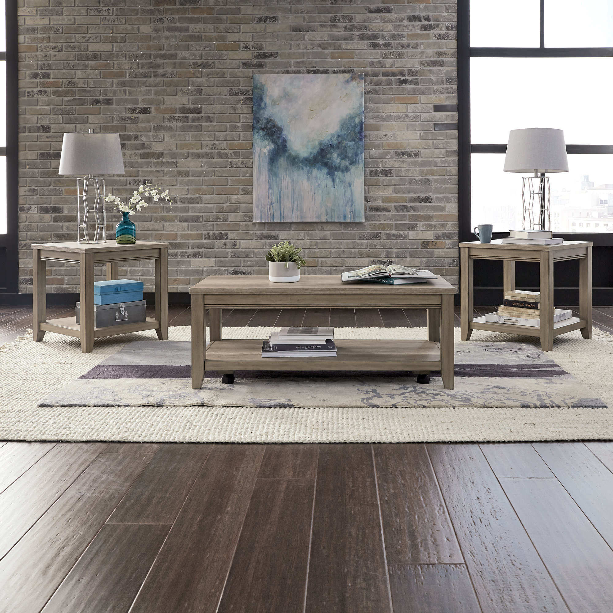 Millwood Pines Karlin 3 Piece Living Room Set w/ Two End Tables & Reviews | Wayfair