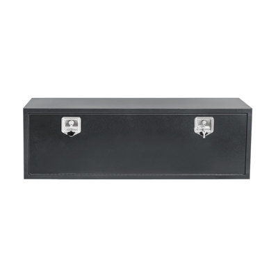 48 x 16 x 13 in Black Steel Underbody Truck Tool Box with T-Handle fastener – Heavy Duty Weather-Resistant Storage Chest for Pickup Truck Bed, RV, Trailer, Black-base Silver Floral Powder Coating