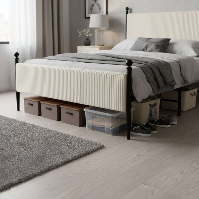Structure de lit tapissier Modern, Lit simple, Blanc
