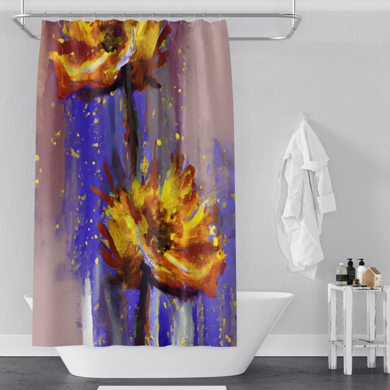 Mansi Floral Shower Curtain, 72" H x 70" W