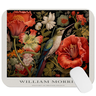 Animals William Morris Hummingbird II Cottage Gaming Cute Office Laptop Desk Pad Gift Mat Square Rectangle Non-Slip Mousepad