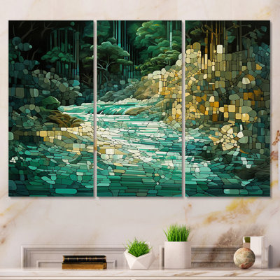 Abstract Emerald Wild Forest River I - Lakes & Rivers Wall Art Living Room Set