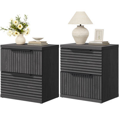 Modern Fluted 2-Drawer Nightstand