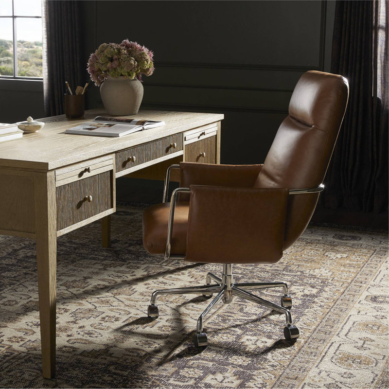 Sherman Leather Swivel Office Chair, Chestnut