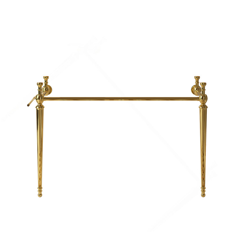 Pied de meuble-lavabo autoportant 48 po, sans lavabo et robinet, sans couvercle et drain, or
