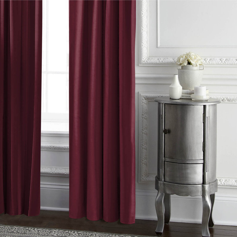 Velvet Room Darkening Curtain Pair, Red, 40" x 96" 