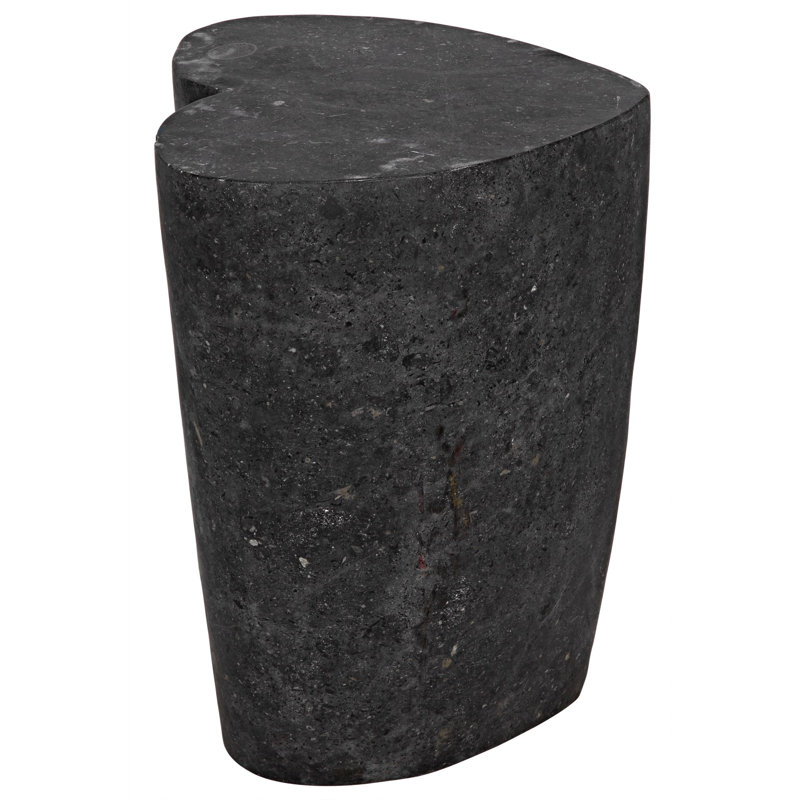 Noir Heart 18" Geometric Black Marble Block End Table