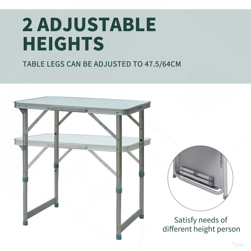 Aluminum Lightweight Portable Folding Easy Clean Camping Table, 25.2" H x 24" W x 18" D