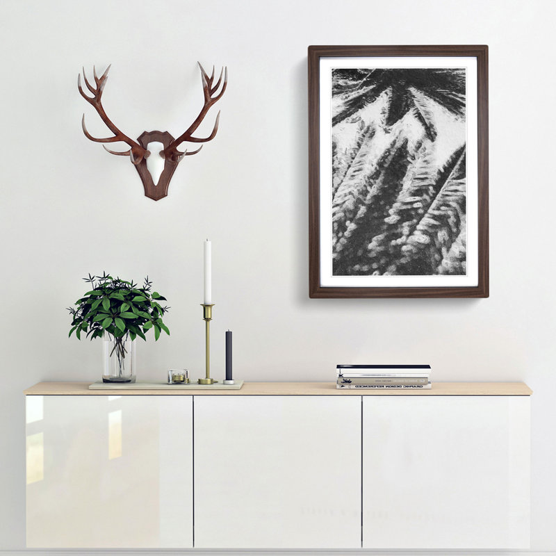 Palm Tree Shadows - Framed Print, 48cm H x 36cm W x 2cm D, Walnut Framed