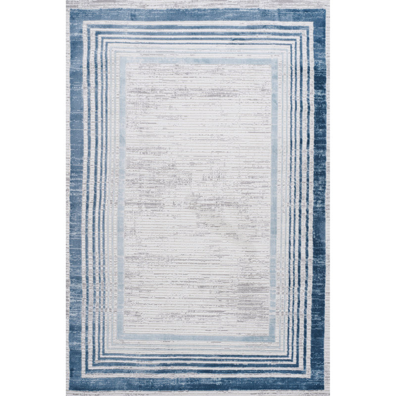 Tapis tissé 8X10 et bleu / bleu