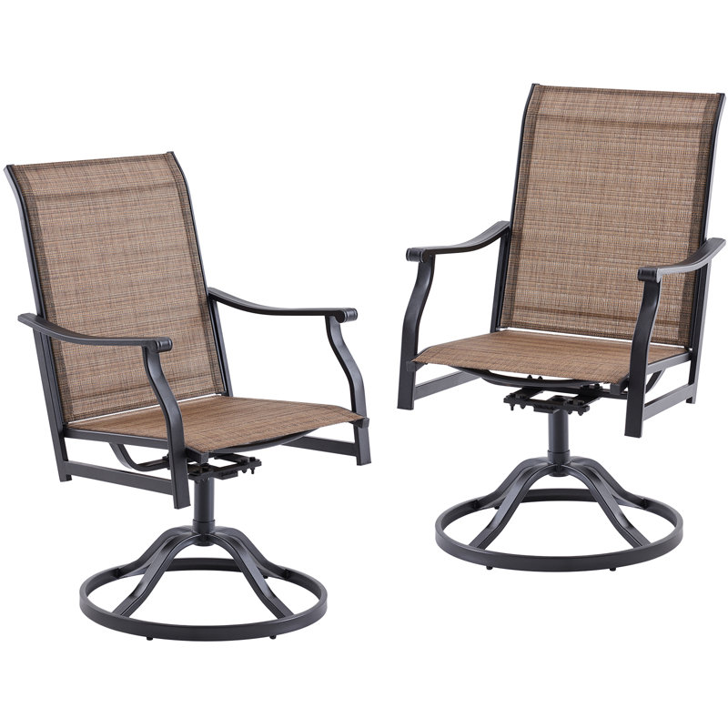 Outdoor PVC-coated polyester Swivel Dining Armchair, Brown