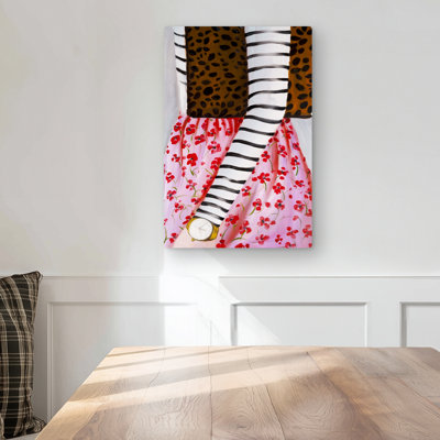Fashionable Woman with Leopard Bag - Metal Print Home Decor