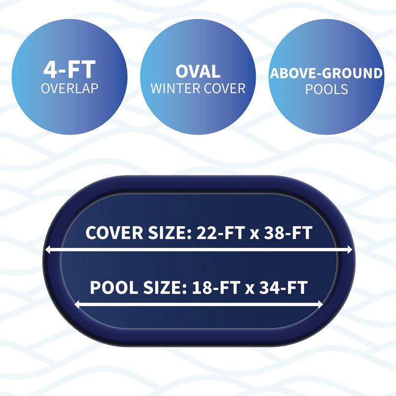 Couverture hivernale de piscine ovale 8 ans, Ovale 18 pi x 34 pi