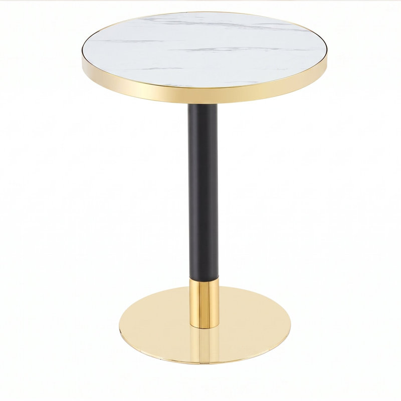 Table bistro 23,6 po Modern Luxury, White/Black/Gold
