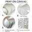 Abstrait argent et motif de fleurs blanches - Art mural sur toile blanche-667032914-667032927-667032912