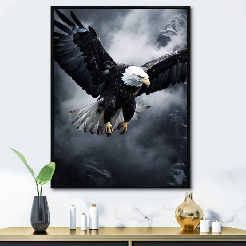 Ealge Graceful Soar Eagle - aigle, reproduction sur toile, H 40 po x l 30 po x P 1,5 po, Cadre flottant noir
