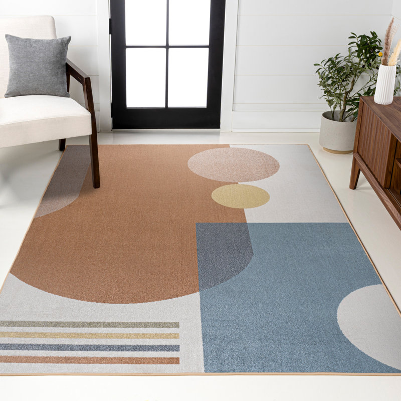 Graycen Modern Contemporary Collage Machine-Washable Cream/Multi Rug, Rectangle 4' x 6'