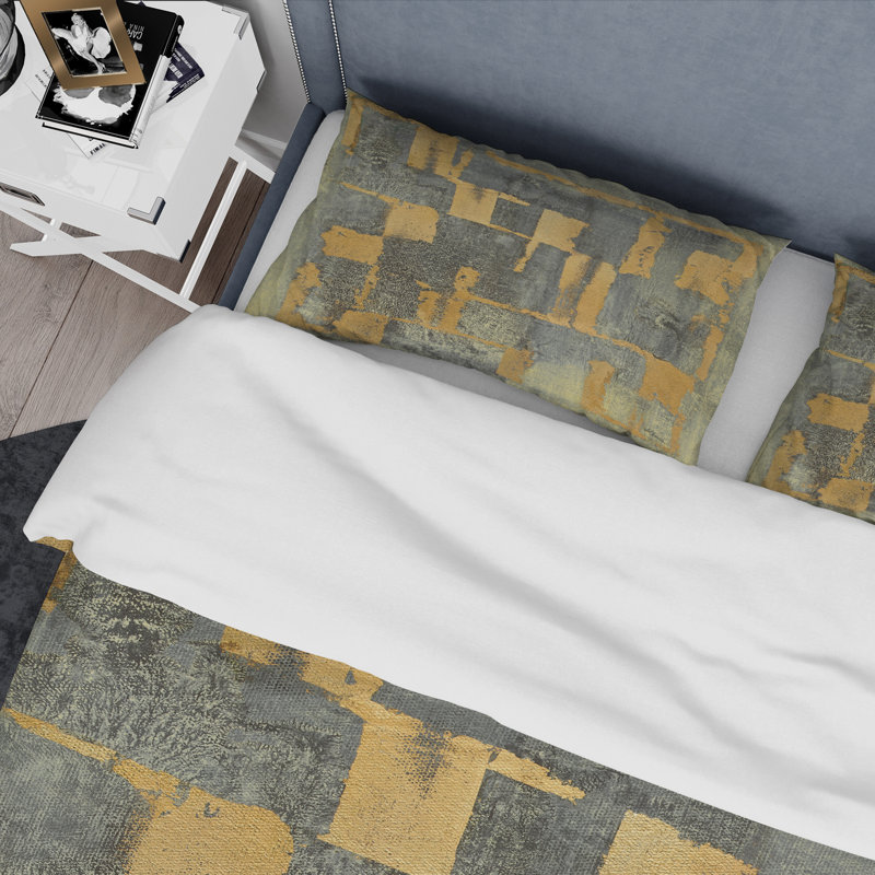 Glam Metallic Form II - Ensemble de housse de couette moderne et transitionnel - Microfibre de polyester