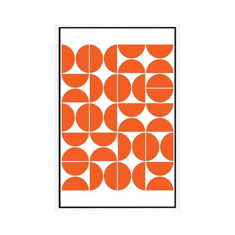 Mid Century Modern Geometric IV Orange - Print on Canvas, White Framed, 152.5 cm H x 101.5 cm W