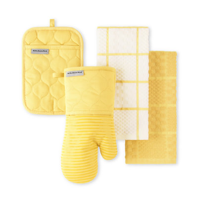Ensemble de 4 serviettes de cuisine matelassées, gant de cuisine et poignées KitchenAid