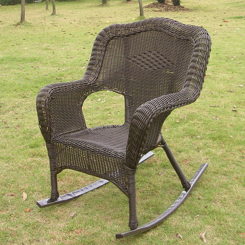 Chaise berçante de patio en résine Hishen, Couleur pacane vieillie