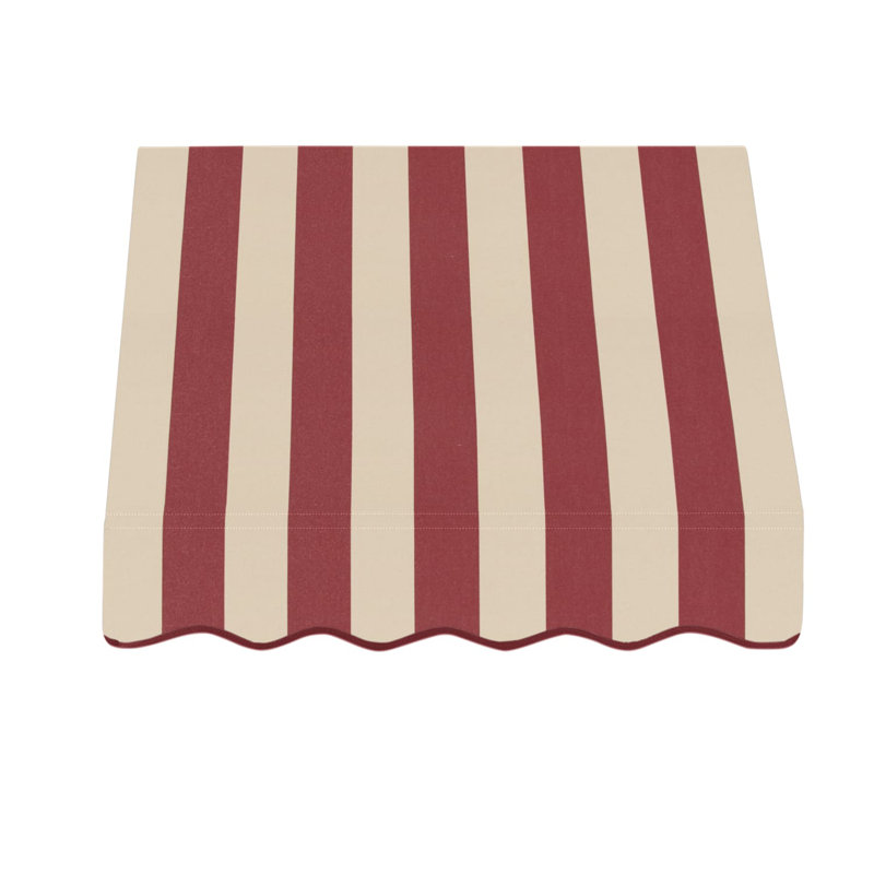 Auvent fixe en tissu acrylique San Francisco Awntech, Rayures bourgogne / brun clair, H 24 po x l 52,5 po x P 36 po