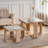 Modern Glass Solid Wood Square Coffee Table Sets