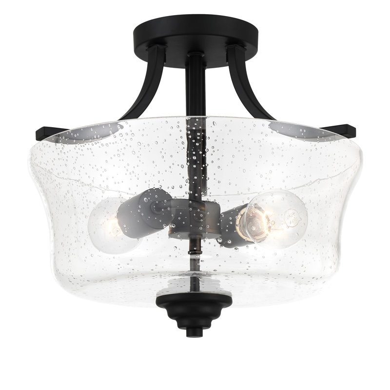 Arbra Glass Semi Flush Mount, Coal, Clear