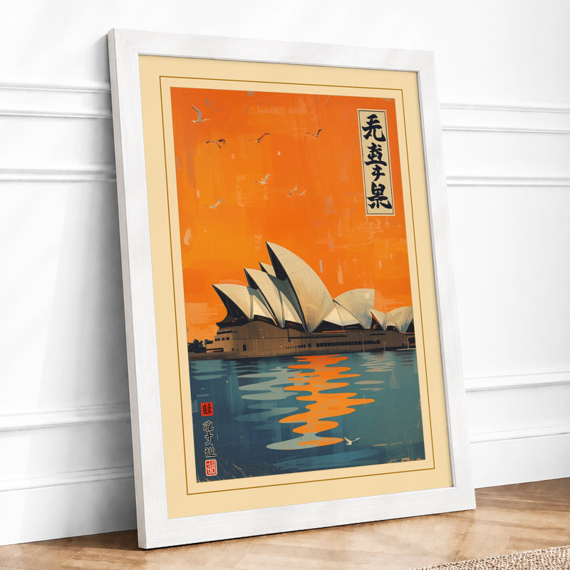 Sydney at Sunrise Japandi - Framed Print, A3 - 42.0 x 29.7 cm, White