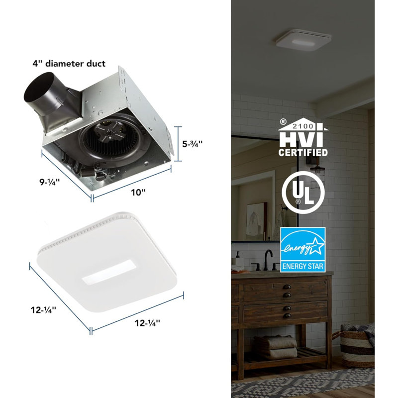 White LED Ceiling Mount Bathroom Exhaust Fan with Clean Cover