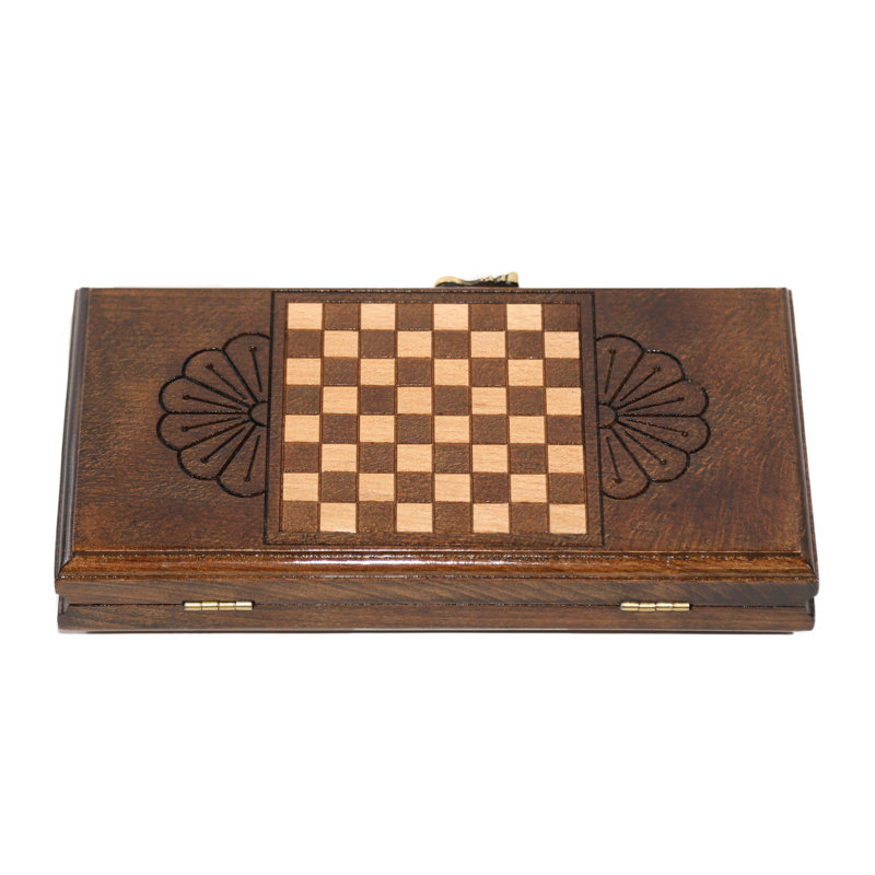 Handmade Oak/Beige 2 in 1 - Backgammon and Checkers Set Board Game
