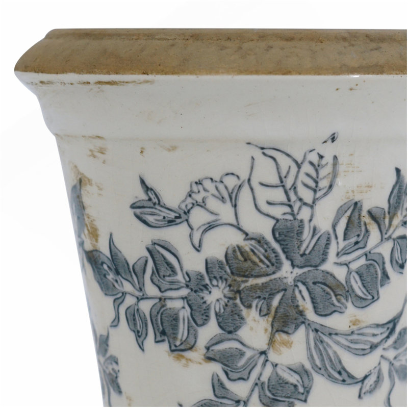 Jardinière en céramique 5,3 x 5,3 x 5,1 po à motif floral, ensemble de 4