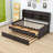 Twin Wood Captain Bed with Trundle, 3 Drawers and Built-in Shelves-106490997