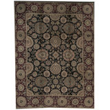 Manchuria Wool Oriental Area Rug in Black/Beige/Wine