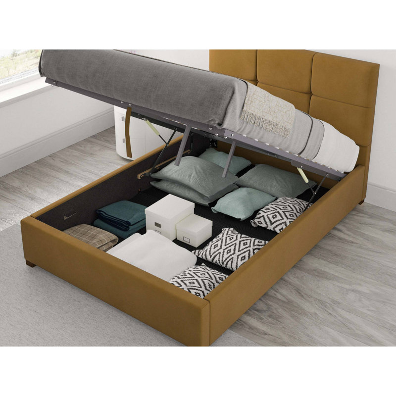 Moyers Upholstered Ottoman Storage Bed, Ochre, Kingsize (5')