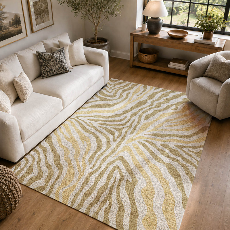 Tapis à imprimé animal de qualité supérieure lavable à la machine Villers, Walnut, 10 pi x 14 pi