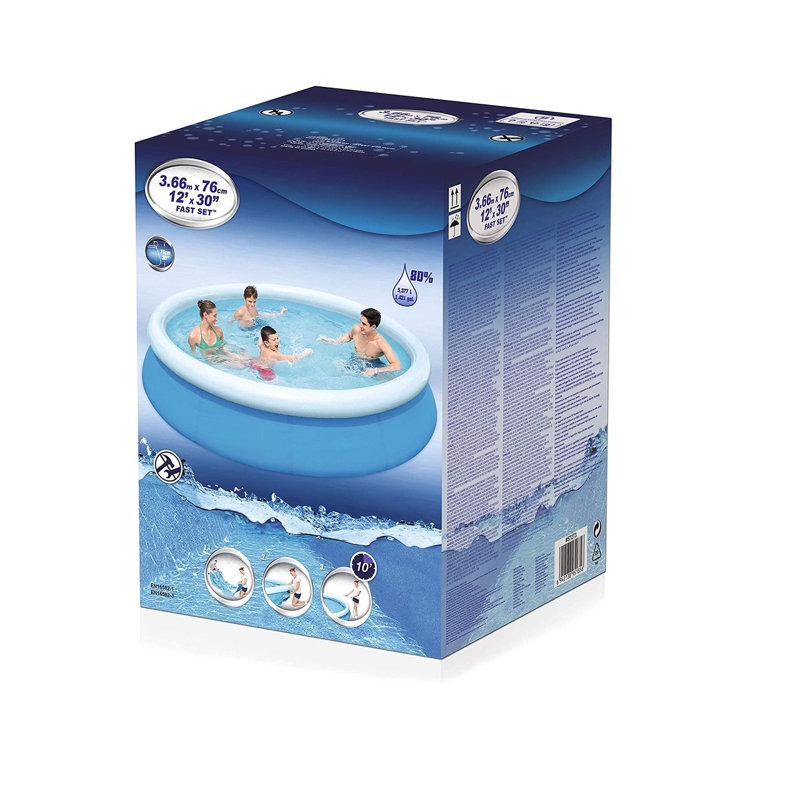 12ft Blue and White Inflatable Round Pool with Filter Pump