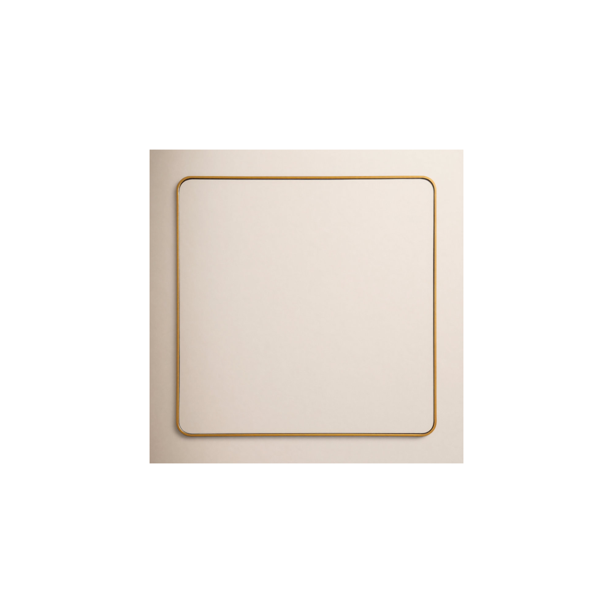 Metal Square Wall Mirror, 48"  x 48" , Brass