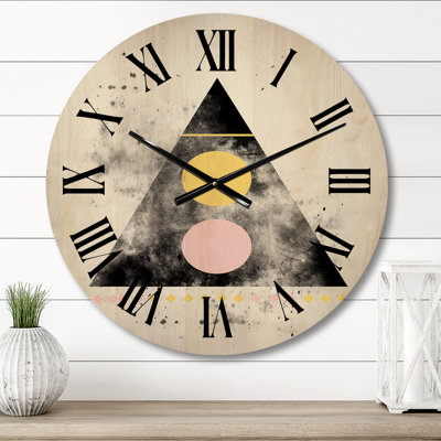 Transcendence Retro Triangular Minimal I - Modern Geometric Oversized Wood Wall Clock