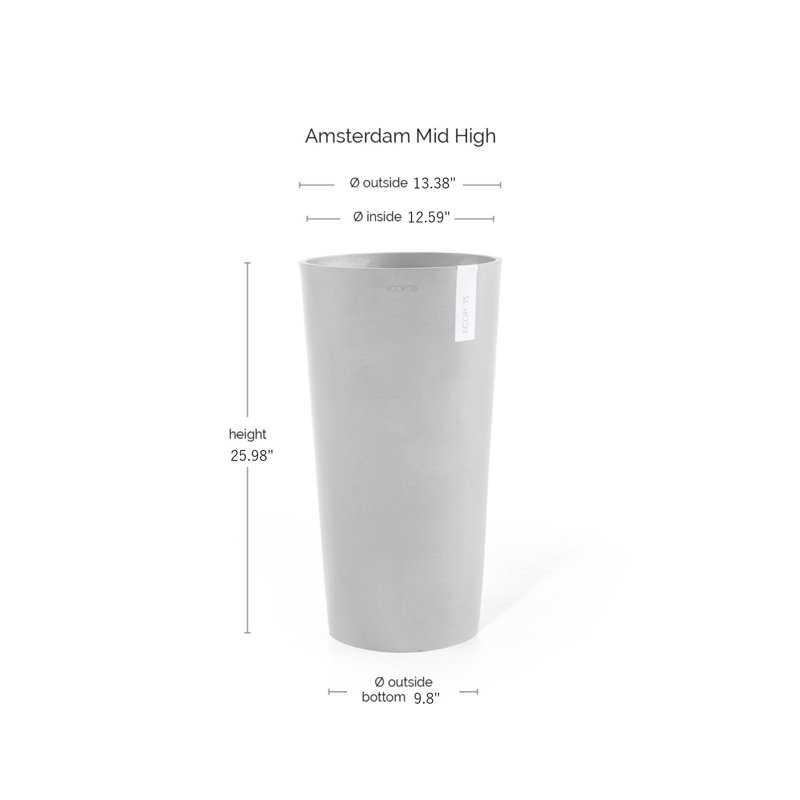 Cyanna Pot Planter, Taupe, 26" H x 13.5" W x 13.5" D