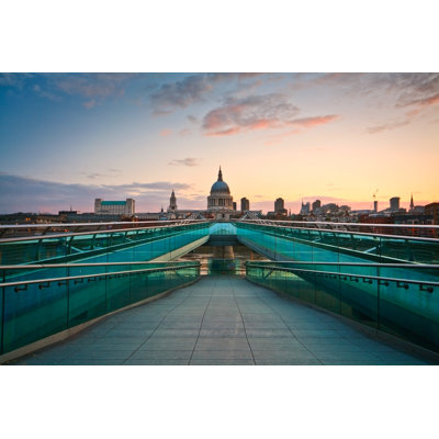 St. Paul's Cathedral And Millennium Bridge by Milangonda - Wrapped Canvas Print