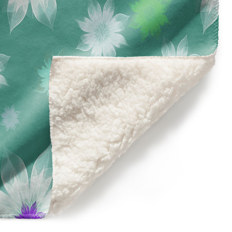  Jeté dentelle et fleurs, l 68 po x L 80 po, Bleu, mauve et vert