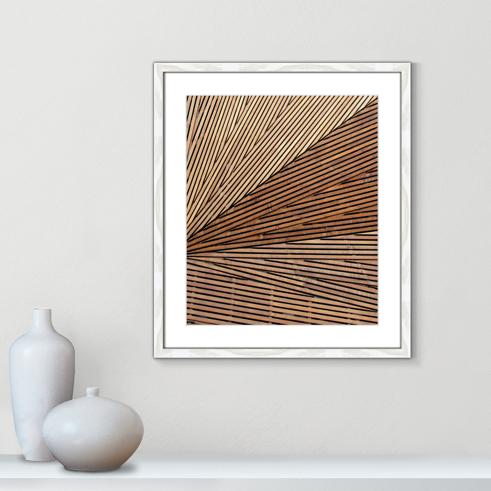 Fayette "Geometric Wood Panel 1" Print, 19" H x 16" W x 0.75" D, White Wood Grain