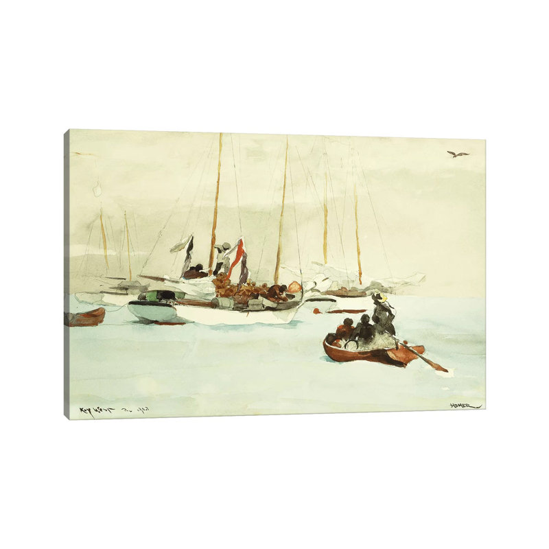 Schooners At Anchor, Key West, 1903 by Winslow Homer - Wrapped Canvas Gallery-Wrapped Canvas Giclée