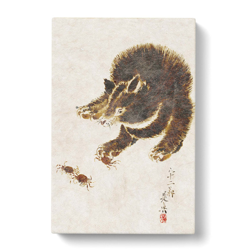 Bear and Crabs by Shibata Zeshin - Wrapped Canvas, 60cm H x 40cm W x 3cm D