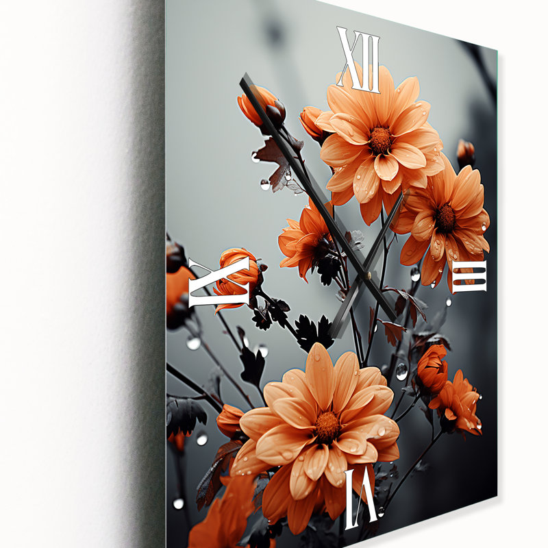 Horloge murale florale pêche I, H 32 po x l 16 po x P 1 po